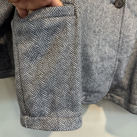 Lands’ End Women's One Button Blazer Jacket Chevron Fleece 2X - Picture 4 of 8